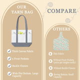 LeCorner Canvas Tote Yarn Bag Organizer, Lightweight Storage for Knitting, Portable Travel Bags and Totes, Crochet Accessories, Knitting Kit Holder LeCorner