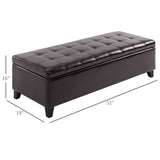HOMCOM 51" Ottoman Storage Bench, Faux Leather Storage Chest with Lift Top, Tufted Ottoman for Living Room, Entryway, Dark Brown HOMCOM