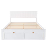 SOFTSEA Full Size Platform Bed with Under-Bed Storage Drawers and Solid Wood Construction SOFTSEA