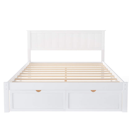 SOFTSEA Full Size Platform Bed with Under-Bed Storage Drawers and Solid Wood Construction - WoodArtSupply