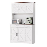 Azaeahom 71" Pantry Cabinet with Charging Station, Kitchen Storage Cabinet with Microwave Stand, 8-Zone Organization, 2 Smooth-Glide Drawers, Open Countertop for Dining, Kitchen, Living Room (White) Azaeahom