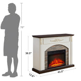 44Inch Electric Fireplace with Mantel, Fireplace Mantel with Stacked Stone Surround, Freestanding Fireplace Heater with LED Flame,White Corner Firebox with 23" Fireplace Insert for Bedroom,Living Room BOSHIRO