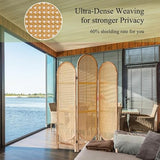 Leesinwing Room Divider Panel, 3 Panel Roomdivider Wall, Wood Room Dividers and Folding Privacy Screens, Rattan Partition Room Dividers, Privacy Dividers for Rooms, Bedroom, Dining Room, Light Brown Leesinwing