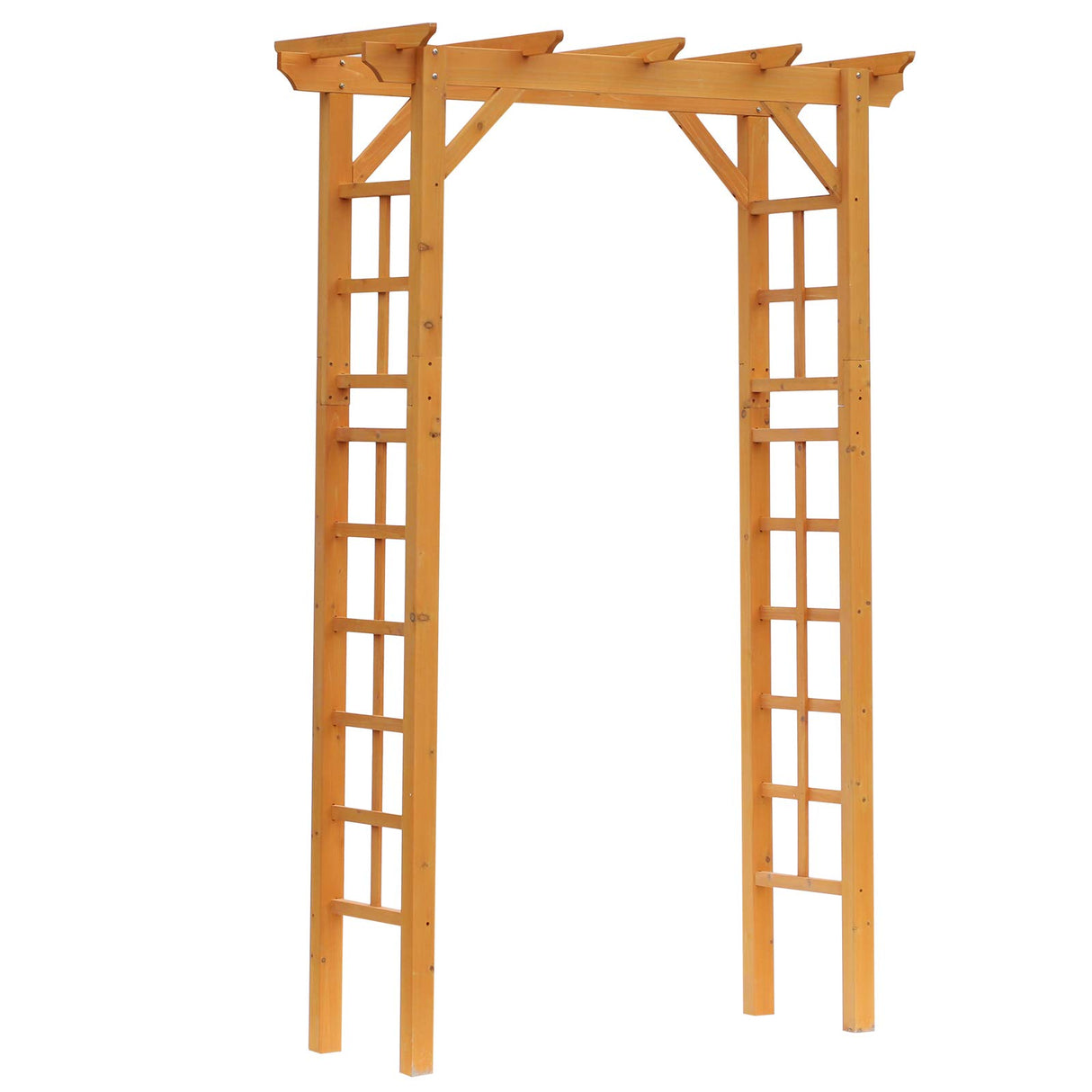 Outsunny 85" Wooden Garden Arbor for Wedding and Ceremony, Outdoor Garden Arch Trellis for Climbing Vines, Fir Wood, Orange Outsunny