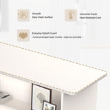 Anzhap Reception Desk with Counter - Front Desk Reception Counter with Hidden Cable Management, Lockable Drawer and Storage Cabinet for Salon,Office,Lobby,Cashier (White+Natural/Right,59"L*19"W*39"H) Anzhap