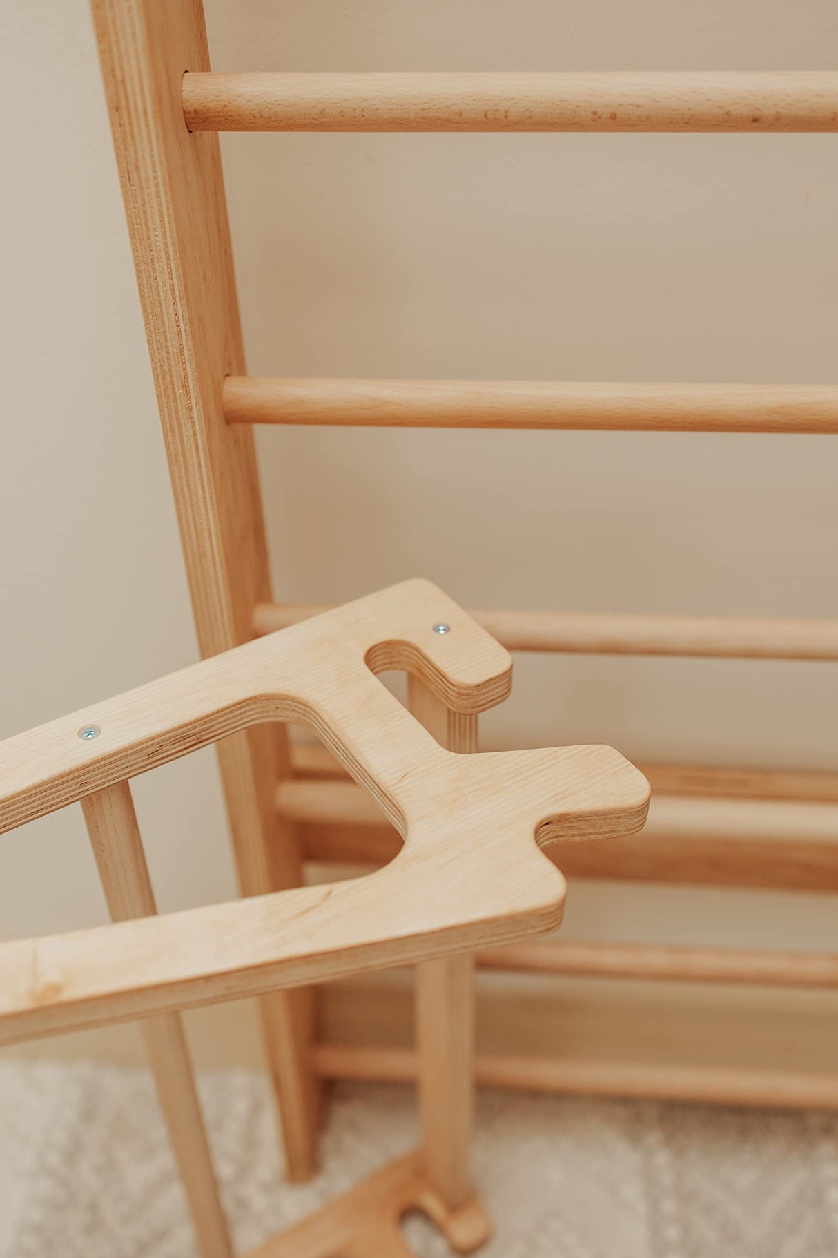 WOOD&ROOM Indoor Montessori Swedish Stall Bars Climbing Wall for Toddlers with Climber Ramp Wooden Swedish Ladder Stall Bars Climber for Kids Gymnastic Wall (no Slide) WOOD&ROOM