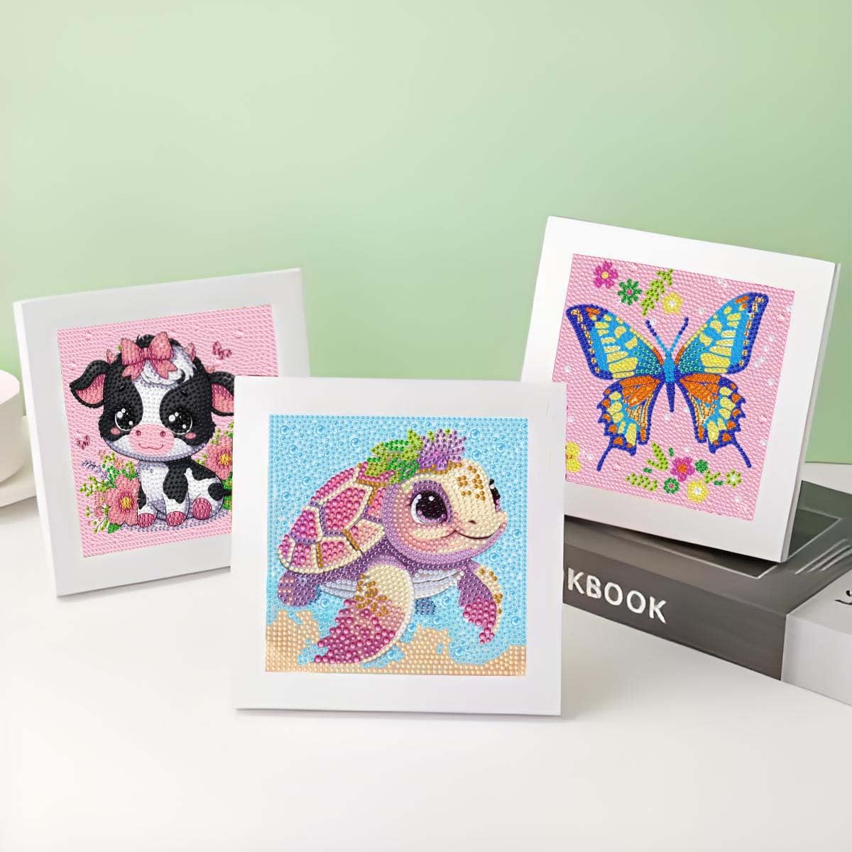 ZHUDENGXJL 6 Packs Diamond Art Painting Kits for Kids Animal, DIY Diamond Art Mosaic Kits for Kids Ages 6-12 Beginner Gem Art and Arts and Crafts Home Wall Decor 6x6 Inch ZHUDENGXJL