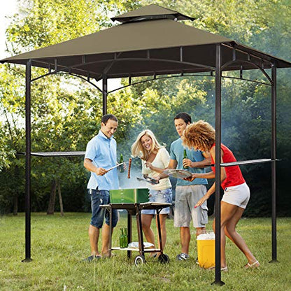 Eurmax USA High Performance Grill Gazebo Canopy Replacement Cover 5x8 BBQ Gazebo Shelter Top（Cocoa - WoodArtSupply