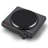 Elite Gourmet ESB-301BF Countertop Single Cast Iron Burner, 1000 Watts Electric Hot Plate, Temperature Controls, Power Indicator Lights, Easy to Clean, Black Elite Gourmet