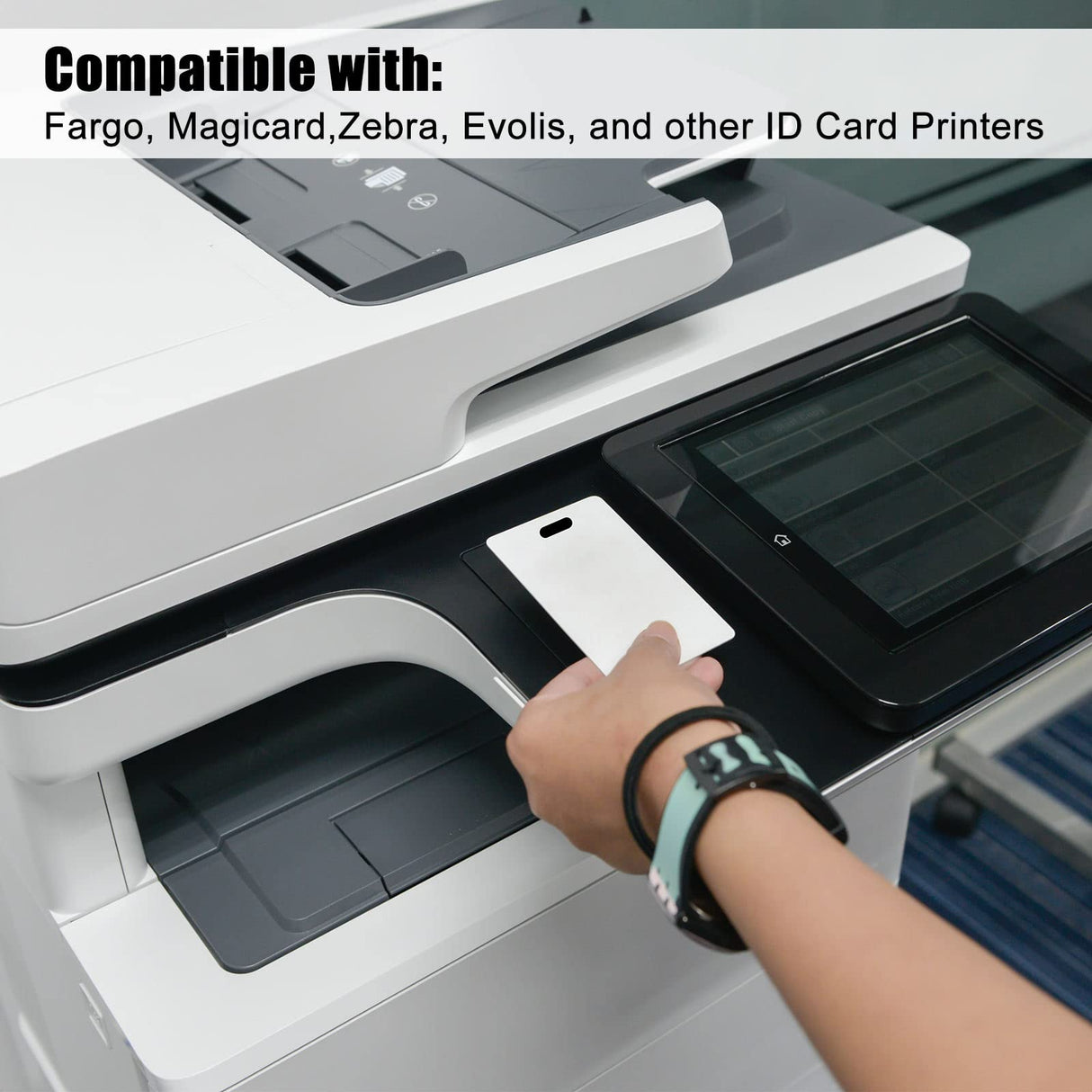 100 Pcs White PVC Cards with Slot Punch on Short Side Vertical Slot Punch Card Blank Credit Cards Plastic Photo ID Card Graphic Quality PVC Cards for Business Office, Standard CR80 30Mil Size Tinlade