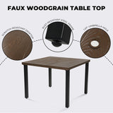 Grand patio 5-Piece Outdoor Dining Set for 4, Metal Woven Wicker Swivel Patio Chairs with Thickened Cushions & 1 Square Woodgrain Dining Table with Umbrella Hole for Backyard Deck (Natural) Grand patio