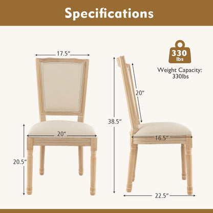 Giantex Wood Dining Chairs Set of 4, French Style Kitchen Chair with Padded Seat & Back, Armless Dining Side Chairs with Rubber Wood Frame, Max Load 330 Lbs, Farmhouse Upholstered Dining Room - WoodArtSupply