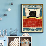 5D DIY Diamond Painting Kits for Adults,Don 't Want to get up Cat Diamond Painting Full Drill Round Art Gems Diamond Art Perfect for Home Wall Decor(12x16Inch) GuyAna