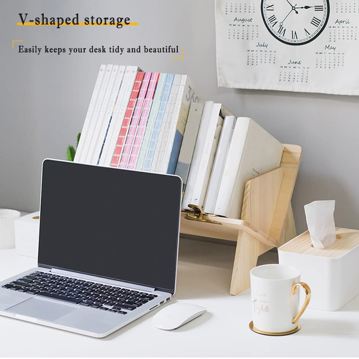 Fox Claw Wood Bookcase in Living Room/Home/Office, Desktop Book Shelf Organizer Bookshelves Storage Rack for CDs/Magazine/Books Display (Style V) Fox Claw