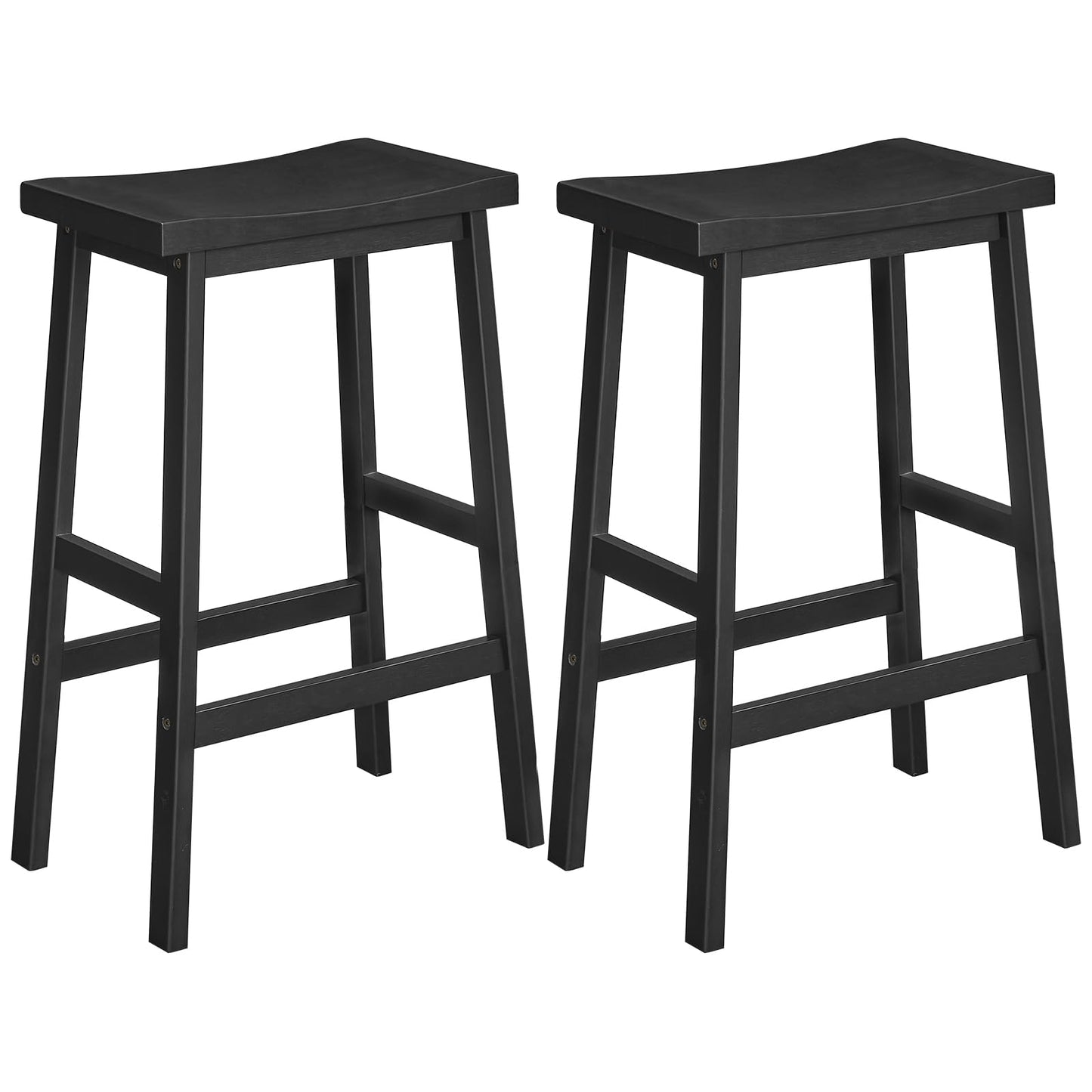 HOOBRO Bar Stool,Set of 2 Bar Stools, Bamboo Bar Chairs, 26 Inches Kitchen Counter Stools with Footrest, Saddle Stools, for Living Room, Dining Room, Party Room, Industrial Style, Black BB03M - WoodArtSupply