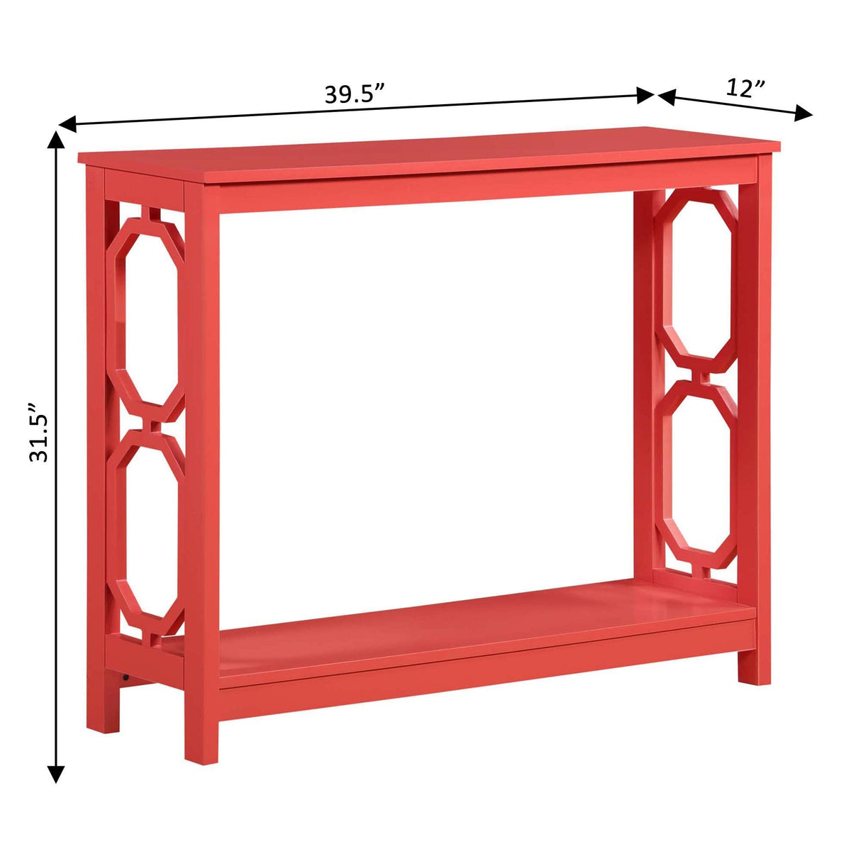 Convenience Concepts Omega Console Table with Shelf, Coral Convenience Concepts