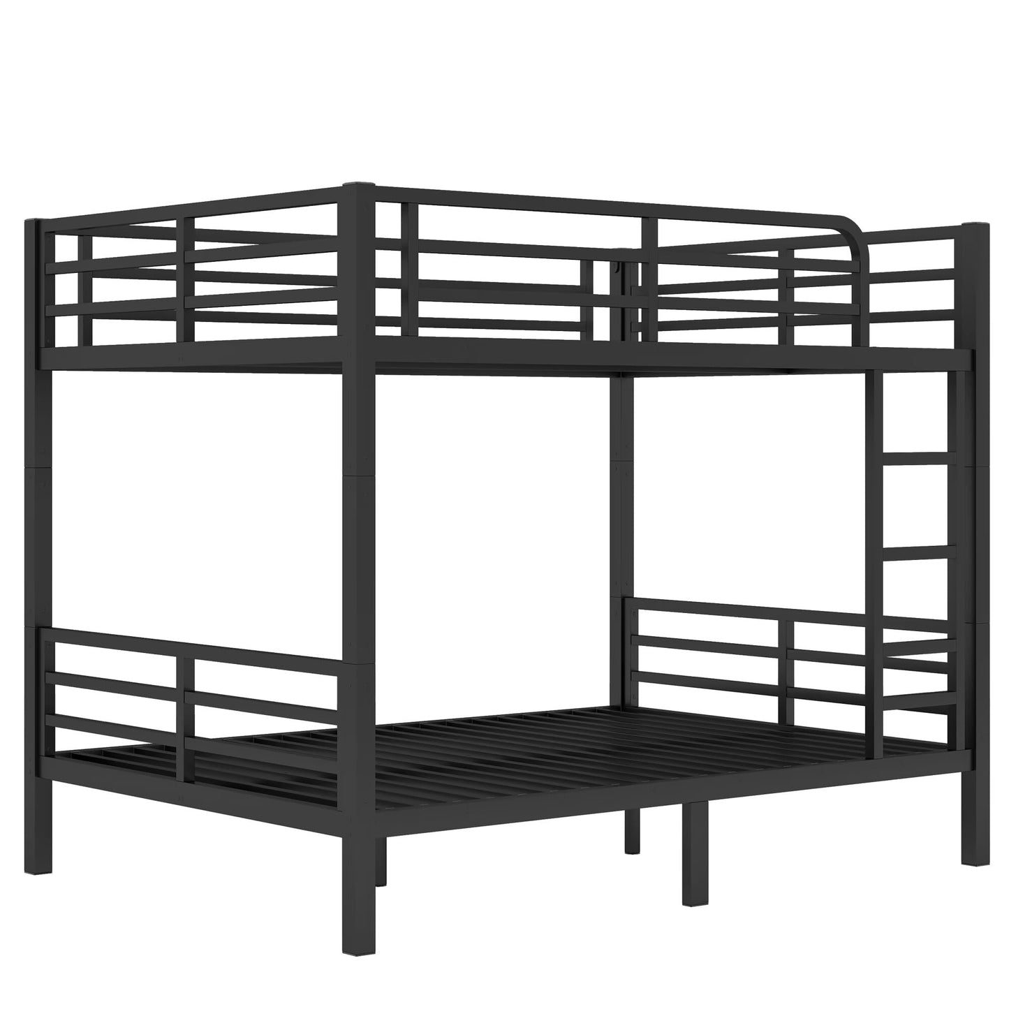 JIJIWANG Metal Full Over Full Bunk Bed for Teens and Adults,Space-Saving/Noise Reduced/No Box Spring Needed, Black