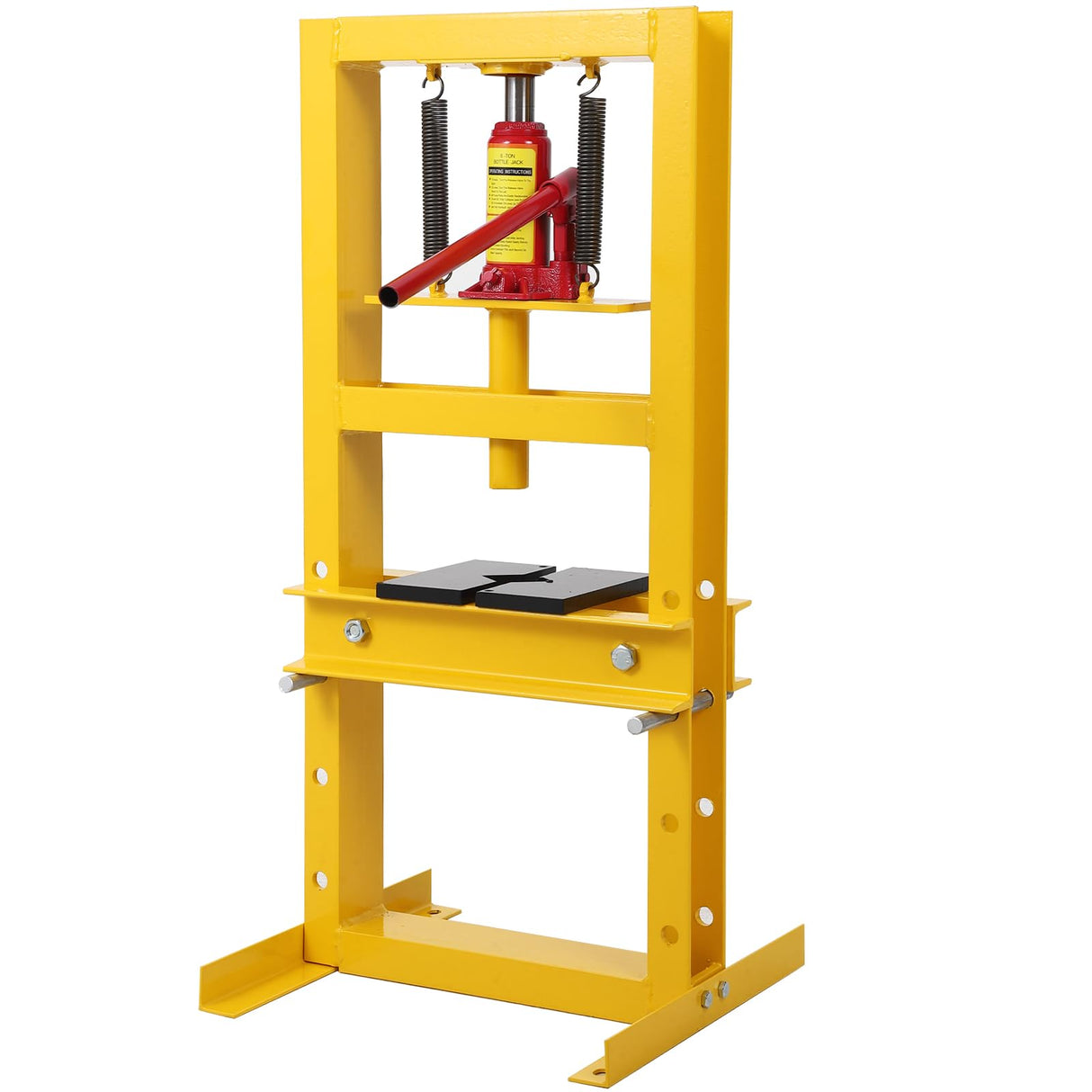 GarveeTech Hydraulic Press 6 Ton Hydraulic Shop Press, H-Frame Garage Floor Benchtop Press Adjustable Shop Press with Plates, Adjustable Working Table Height, for Gears and Bearings, Yellow GarveeTech