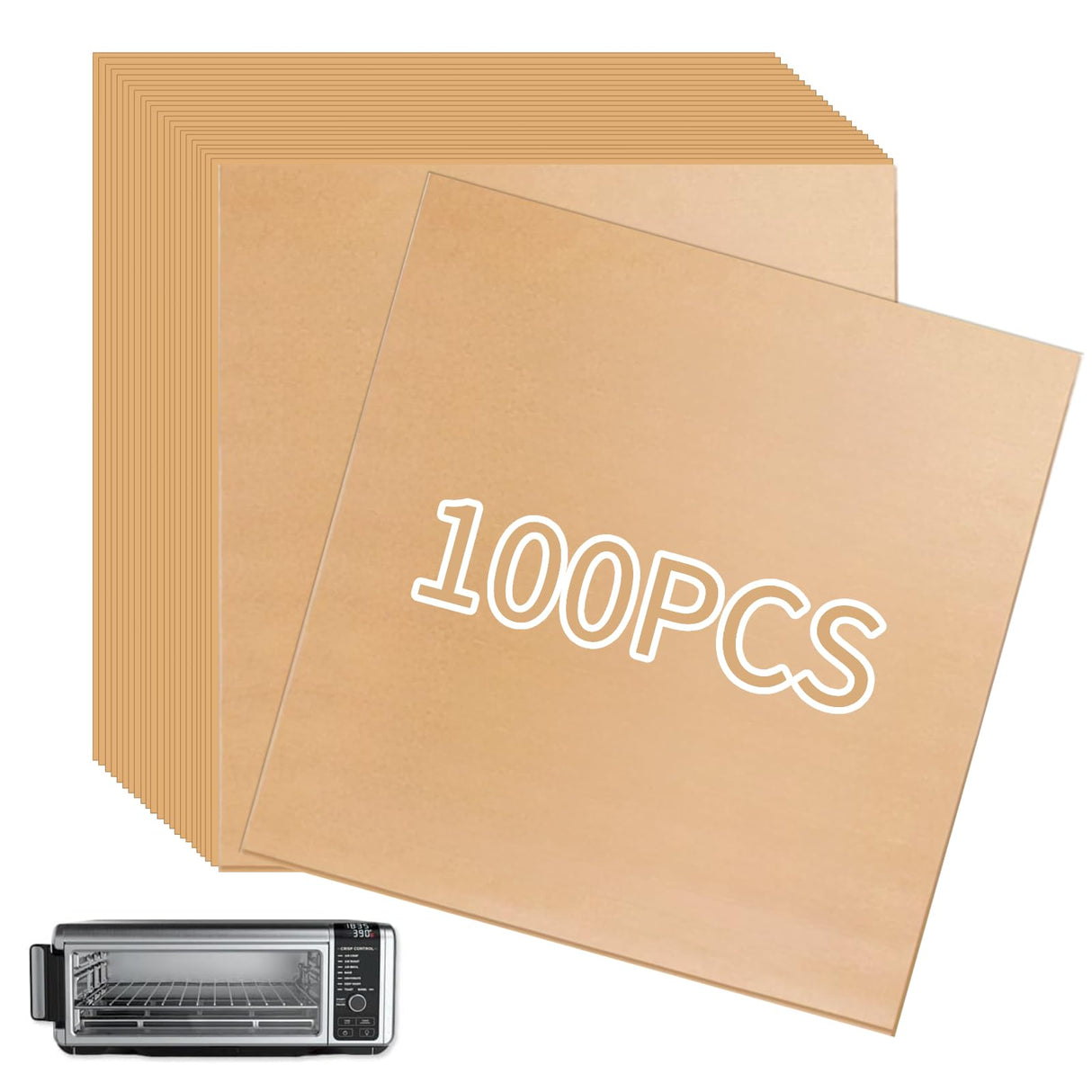 BRIKINTE 12-inch Air Fryer Parchment Paper Squares for Ninja Air Fryer SP101 SP201 SP301 SP351 Oven, 100 Pcs Air Fryer Oven Liners for Bottom of Oven for Ninja Foodi Toaster brikinte