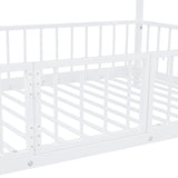 Bellemave Twin Over Twin Bunk Bed with Slide and Ladder, Metal Bunk Bed for Kids, Girls, Boys, Removable Fence, Low Bunk Bed with Slide, with Door, White Bellemave