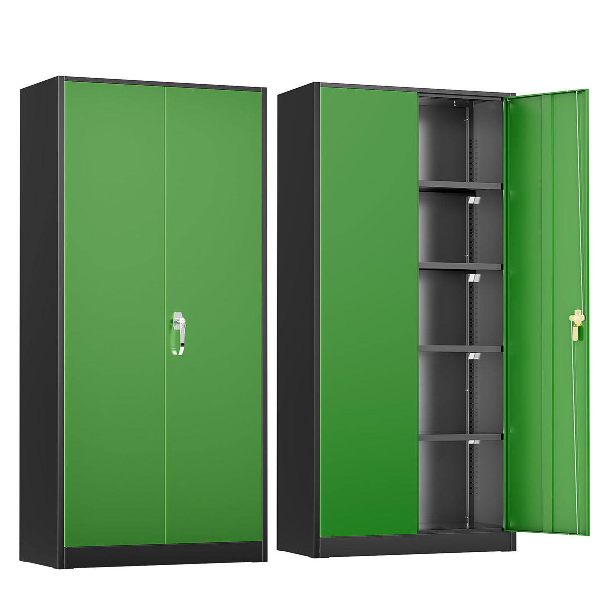 Greenvelly Metal Garage Storage Cabinet,72" Steel Locking Garage Storage Cabinet with Doors and Shelves,Metal Office Storage Cabinet for Home,School,Garage(Black Green 36" W x18 D) Greenvelly