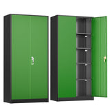 Greenvelly Metal Garage Storage Cabinet,72" Steel Locking Garage Storage Cabinet with Doors and Shelves,Metal Office Storage Cabinet for Home,School,Garage(Black Green 36" W x18 D) Greenvelly