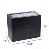 Bey-Berk Custom Personalized Watch Box Organizer - 48 Slot Luxury Solid Wood Designer Display, Large Watch Slots (Black) Bey-Berk