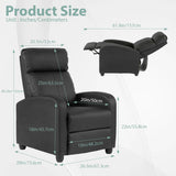 Ruesleag Recliner Chair Recliner Sofa Modern Reclining Chair w/Footrest Backrest Breathable Padded PU Leather Single Sofa Home Theater Seating Reclining Easy Lounge for Living Room Bedroom,Black Ruesleag