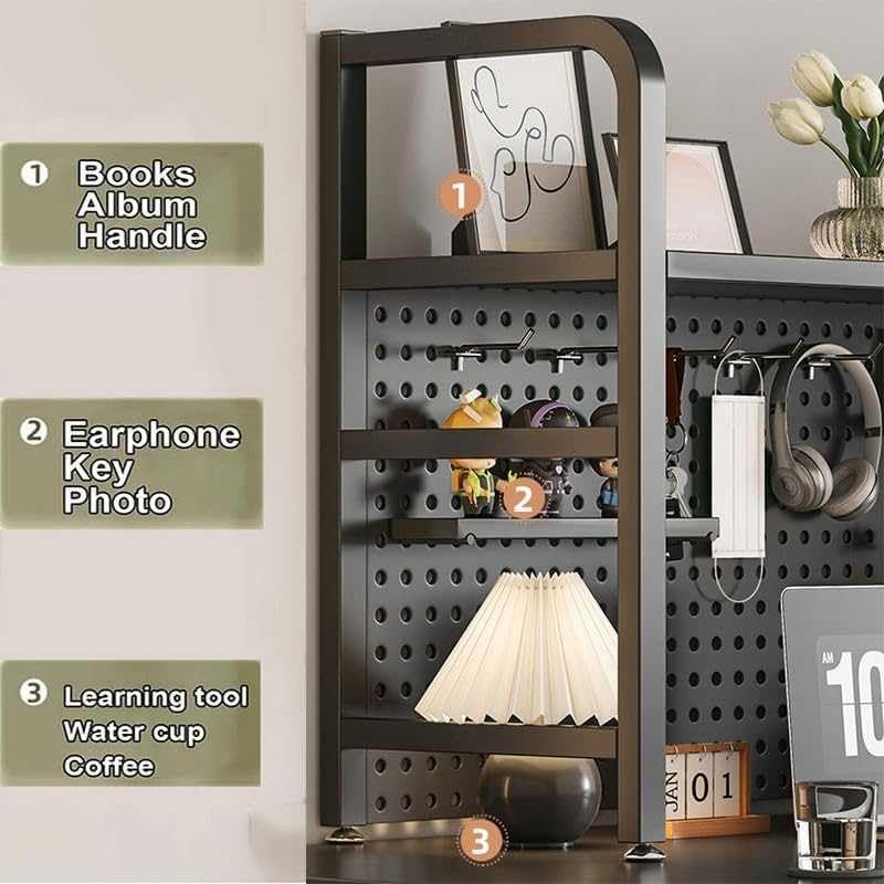 FUYAO 3 Tier Metal Hutch Bookcase Organizer, Sturdy Desktop Bookshelf for Office Desk, Countertop Hutch Display Shelf for Home Dorm Computer Desk FUYAO