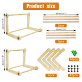 2 Pack Adjustable Wooden Embroidery Stands for Cross Stitch, Tabletop Hoop Holder with 2 Sizes Rods Tapestry Needlepoint Lap Natural Wood Frame for Sewing & Quilting wdbg