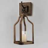 Rustic Wood Lantern Candle Holder for Farmhouse Decor - Indoor and Outdoor Table Centerpiece with Glass Hurricane, 15.7" High SUJUN