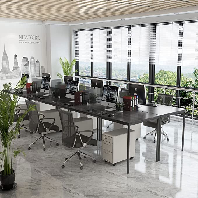 Bonzy Home Conference Tables 14ft Meeting Room Study Writing Printer Table Office Computer Desk for 16 People Save Space Design Modern 6PCS (165.3"x47.2"x29.5", Black) Bonzy Home