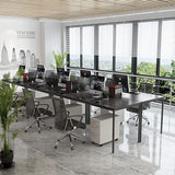 Bonzy Home Conference Tables 14ft Meeting Room Study Writing Printer Table Office Computer Desk for 16 People Save Space Design Modern 6PCS (165.3"x47.2"x29.5", Black) Bonzy Home