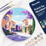 Figured'Art Paint by Numbers Kit for Adults on Wood Slice, 11.8in Diameter - Provence Spring - Craft Art Painting DIY Canvas Figured'Art