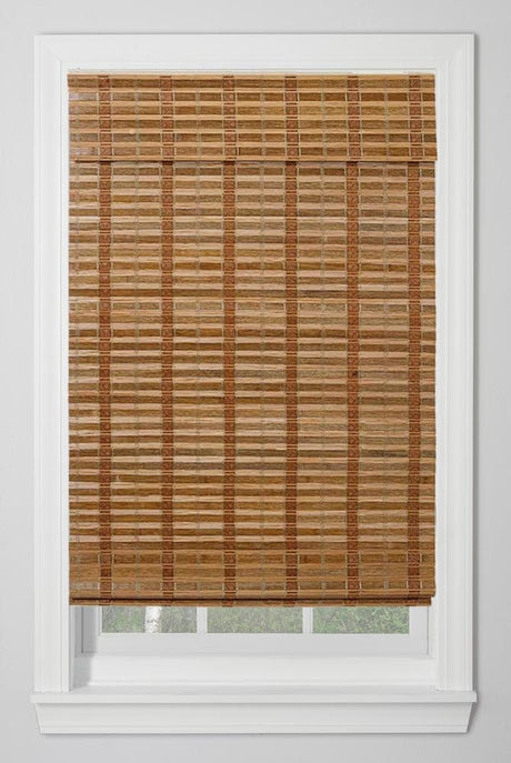 TJ Global Cordless Bamboo Window Blind Sun Shade, Light Filtering Roman Shades - Caramel Toffee (W72 X L64) TJ Global