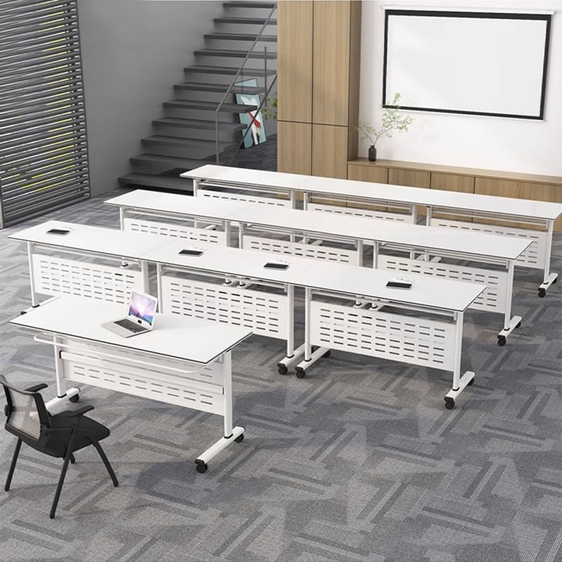 Oppiiwee Folding Conference Room Table, Mobile Training Table with Wheels, Flip Top Rolling Seminar Meeting Table for Office,Meeting Room,classr (Black, 47×16×30in) - WoodArtSupply