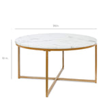 Best Choice Products 36in Faux Marble Accent Table, Modern End Table, Large Coffee Table Home Decor for Living Room, Dining Room, Tea, Coffee w/Metal Frame, Foot Caps, Designer - White/Gold Best Choice Products