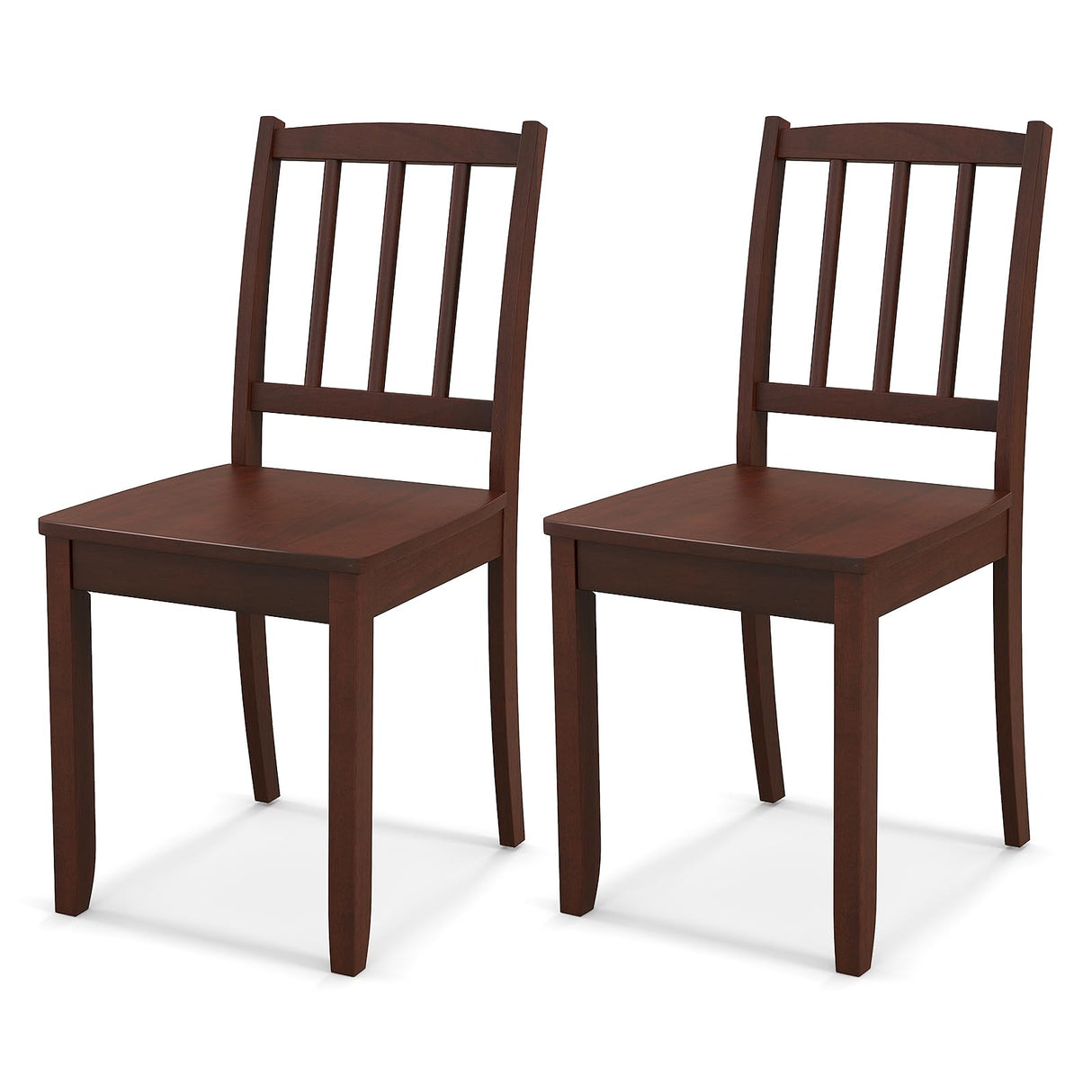 Giantex Farmhouse Dining Chairs Set of 2, Modern Kitchen Chairs w/Rubber Wood Legs & Curved Backrest, Ladder Back Diner Chairs, Wooden Side Chairs for Study, Dining Room, Load 400 LBS, Brown Giantex