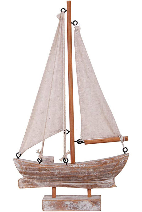 Wooden Sailboat Model Decoration, Mini Wood Sailing Boat Ship Model Handmade Rustic Vintage Beach Nautical Ocean Theme Sailboat Decor 10.75 x 6 x 1.5 Inches (Wood Sail Boat B) WHY Decor
