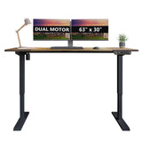 bilbil Dual Motor Electric Standing Desk, 63 x 30 Inch Height Adjustable Sit Stand Table with Splice Board, Stand up Home Office Desk, Black bilbil