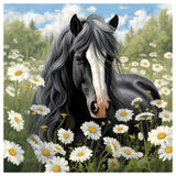 PFFNGPEN Diamond Painting Kits for Adults, 5D DIY Horse Diamond Art Kits for Beginners, Full Drill Round Diamond Art for Home Wall Decor, Daisy, 12x12 inch PFFNGPEN