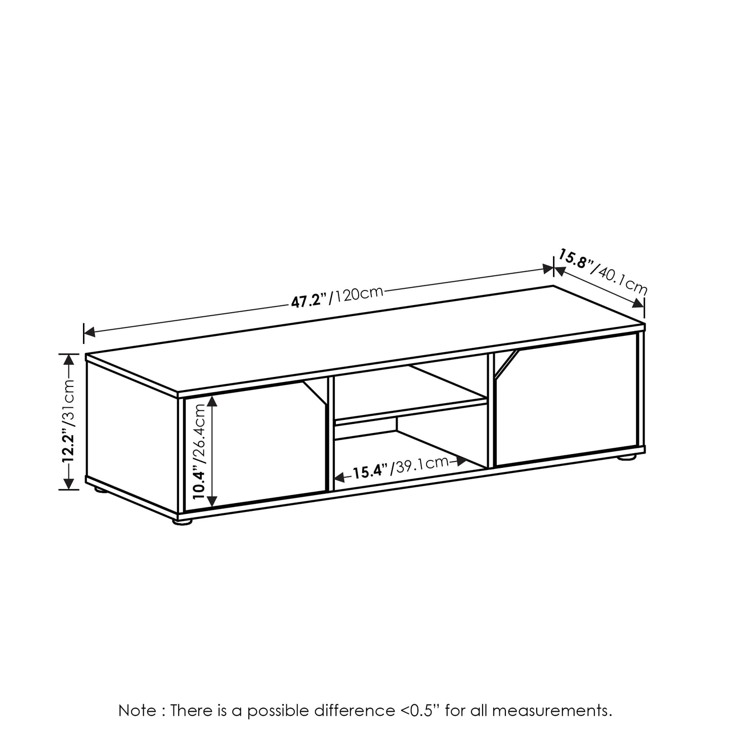 Furinno Classic Stand for TV up to 55 Inch, French Oak - WoodArtSupply