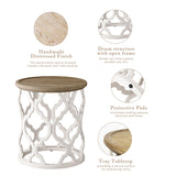 karlott Farmhouse End Table, 18.5'' French Country Round Side Table, Distressed Tray Top Side Table with Curved Motif Frame Base for Boho, End Tables Living Room, Bedroom, Small Space, Easy Assembly karlott