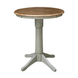 IC International Concepts 30" Round Top Pedestal Counter Height-Distressed Hickory/Stone Finish Dining Tables IC International Concepts