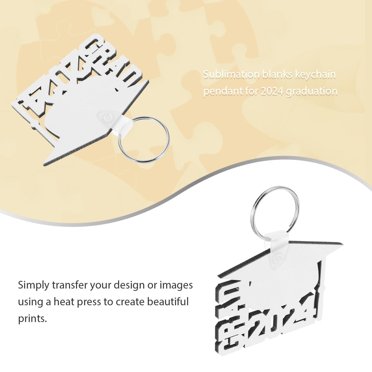 Graduation Keychain Sublimation Blank on Class of 2024 Keyrings Inspirational Keychain Key Holder Pendant Souvenir for Holiday Party NUOBESTY