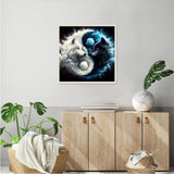 JFYHAB DIY 5D Fox Diamond Painting Kits for Adults Diamond Art Taichi Fox Diamond Painting Full Drill Crystal Rhinestone Embroidery Craft Kits White Black Fox for Home Wall Decor Gifts 12x12inch JFYHAB