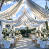 20ftx20ft White Backdrop Ceiling Drapes,4Panels 20ft Height Wrinkle Free Tent Draping Curtains, Fabric Drapery Ceiling Drapes for Wedding Ceremony Birthday Theme Parties with Rod Pocket Outpain