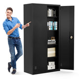 EazeHome Metal Garage Storage Cabinet, 72" Tall Steel File Cabinet with 2 Lockable Doors and Adjustable Shelves, Heavy Duty Tool Cabinet for Garages, Offices, Kitchens, Gyms, Black EazeHome