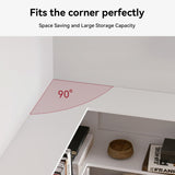 oneinmil Bookcase 6 Tiers with Baffles, 35.2" Large Corner Bookshelf, Storage Display Rack for Living Room Home Office, White oneinmil