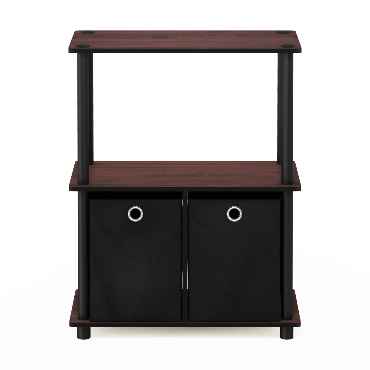 Furinno Go Green 3-Tier Multipurpose Storage Shelf with Bins, Dark Cherry/Black Furinno